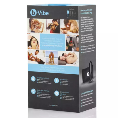 b-Vibe Snug Plug 4 juodas sveriantis silikoninis kamštis 257g 4,3x14cm