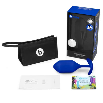 b-Vibe Snug Plug 4 Navy – pasunkintas silikoninis intymus žaislas, dydis Large