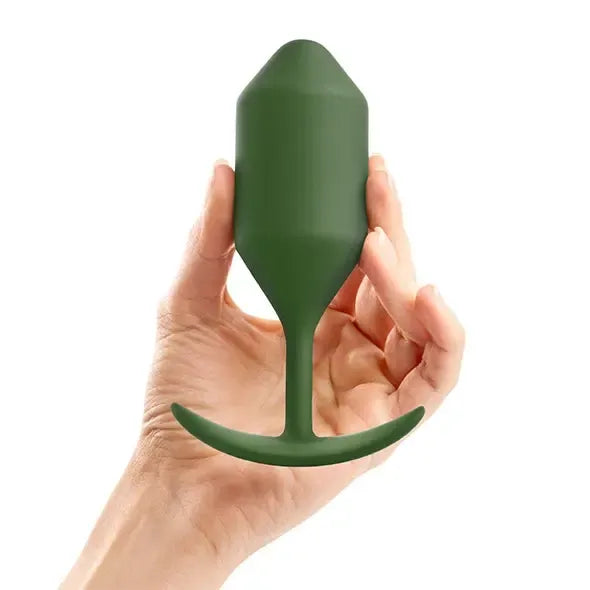 b-Vibe Snug Plug 4 pasunkintas silikoninis analinis kamštis, Army Green, 257 g, 4,3x14 cm