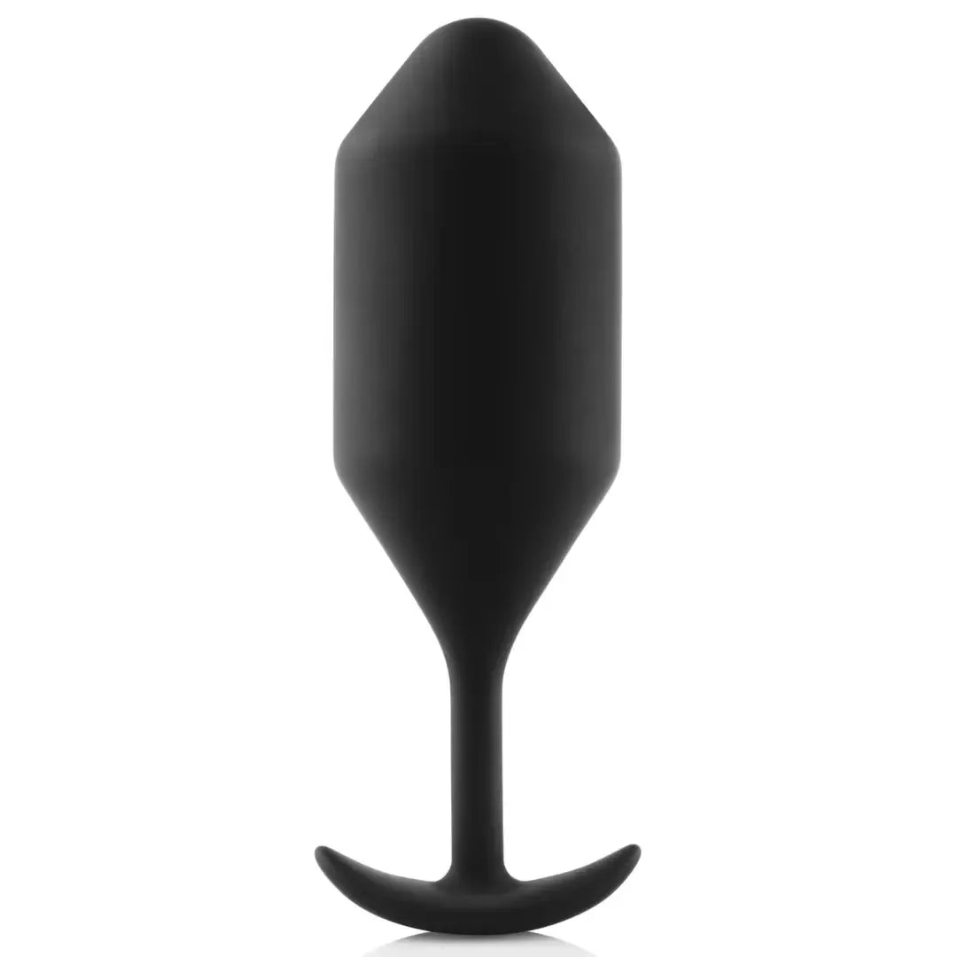 B-Vibe Snug Plug 5 juodas svertinis silikoninis analinis kištukas, 350 g, 16 cm