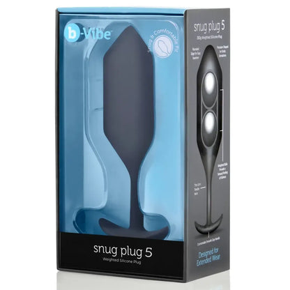 B-Vibe Snug Plug 5 juodas svertinis silikoninis analinis kištukas, 350 g, 16 cm