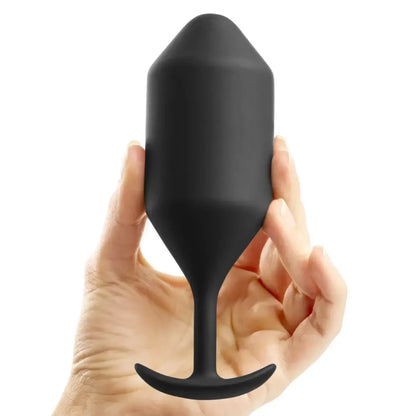 B-Vibe Snug Plug 5 juodas svertinis silikoninis analinis kištukas, 350 g, 16 cm