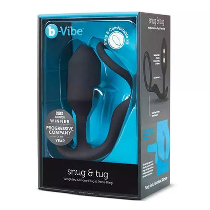 b-Vibe Snug & Tug Dual Sensation silikoninė sistema 128g, juoda
