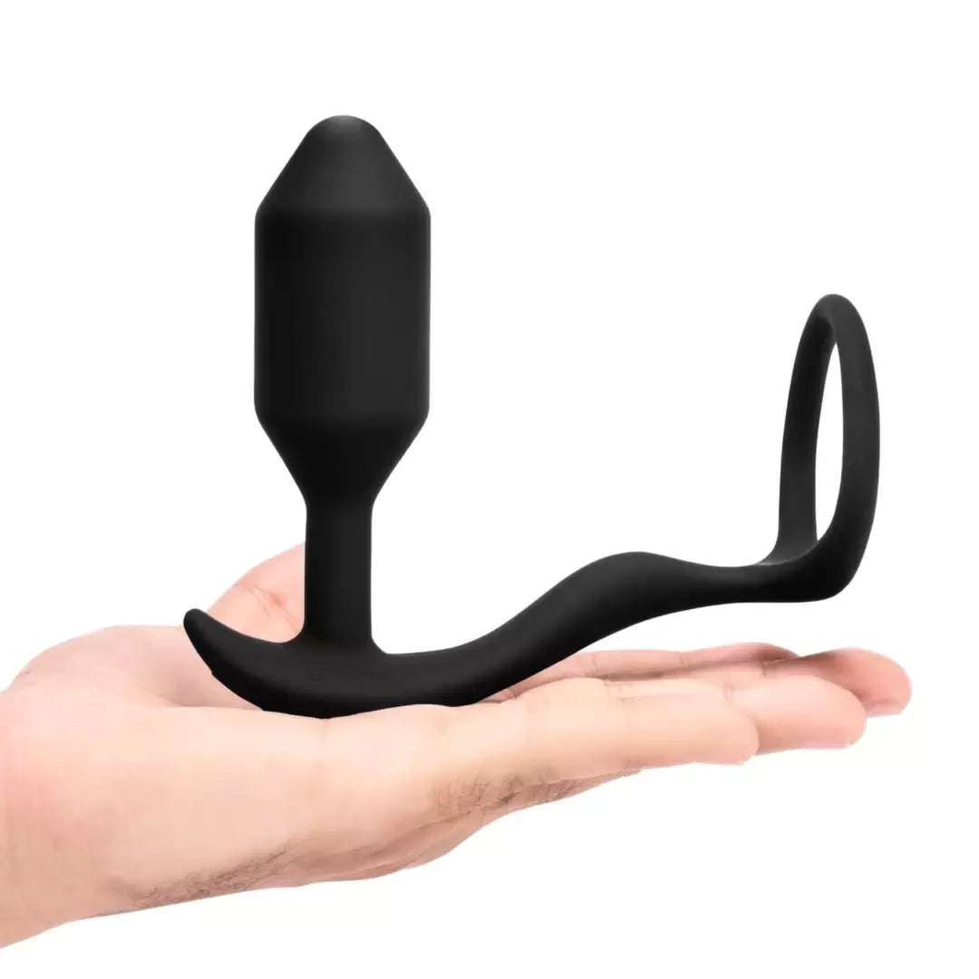 b-Vibe Snug & Tug M dviguba intymi sistema, vibruojanti, pasveriama, silikoninė