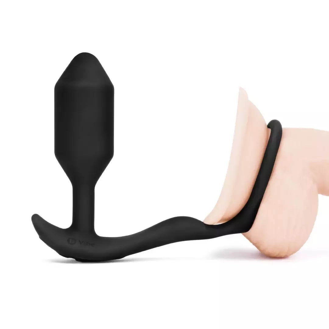b-Vibe Snug & Tug M dviguba intymi sistema, vibruojanti, pasveriama, silikoninė