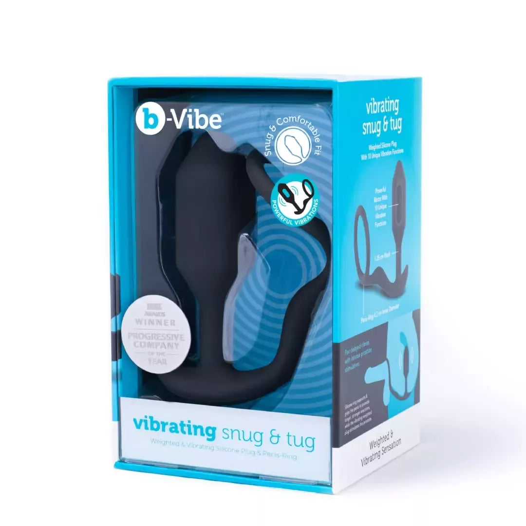 b-Vibe Snug & Tug M dviguba intymi sistema, vibruojanti, pasveriama, silikoninė