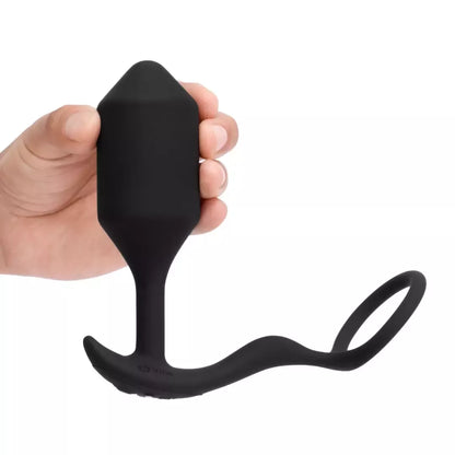 B-Vibe Snug & Tug XL vibruojantis silikoninis žiedas ir sunkus analinis kaištis