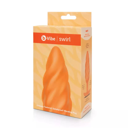 B-Vibe Swirl Texture Plug Orange – silikoninis, 6 režimai, 13,5 cm