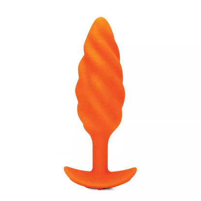 B-Vibe Swirl Texture Plug Orange – silikoninis, 6 režimai, 13,5 cm