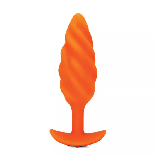B-Vibe Swirl Texture Plug Orange – silikoninis, 6 režimai, 13,5 cm
