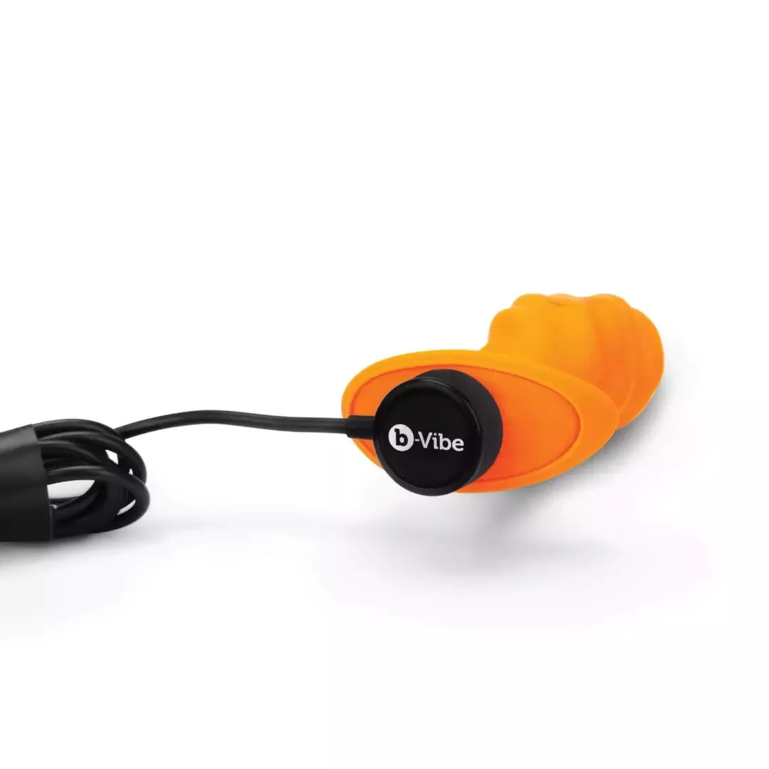 B-Vibe Swirl Texture Plug Orange – silikoninis, 6 režimai, 13,5 cm