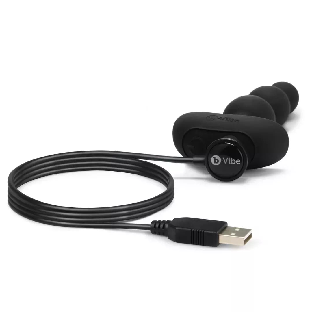 b-Vibe Triplet vibruojanti karoliukų sistema, juoda, įkraunama, 11,7 cm
