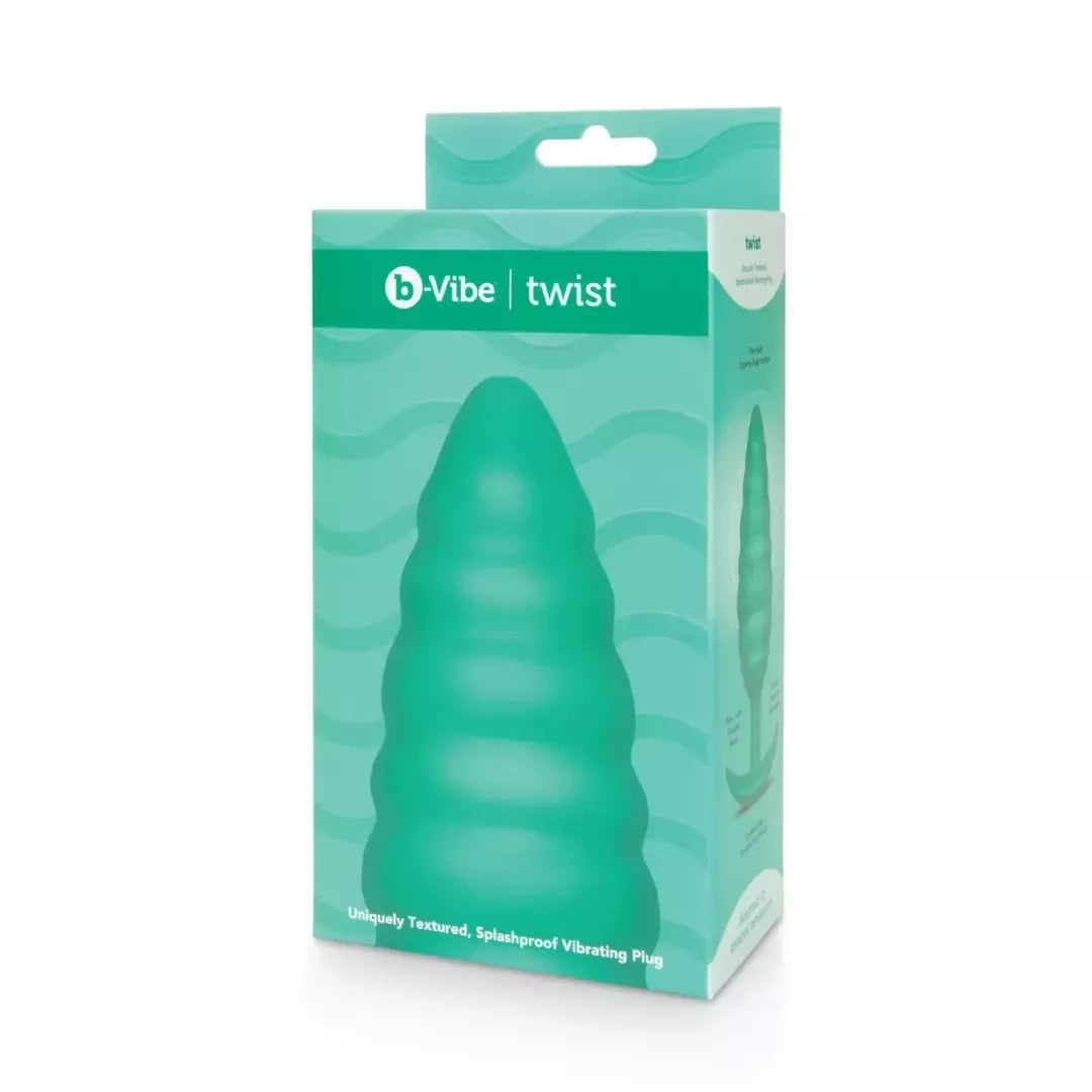 b-Vibe Twist Plug Green – tekstūrinio silikono intymi sistema 15,3 cm