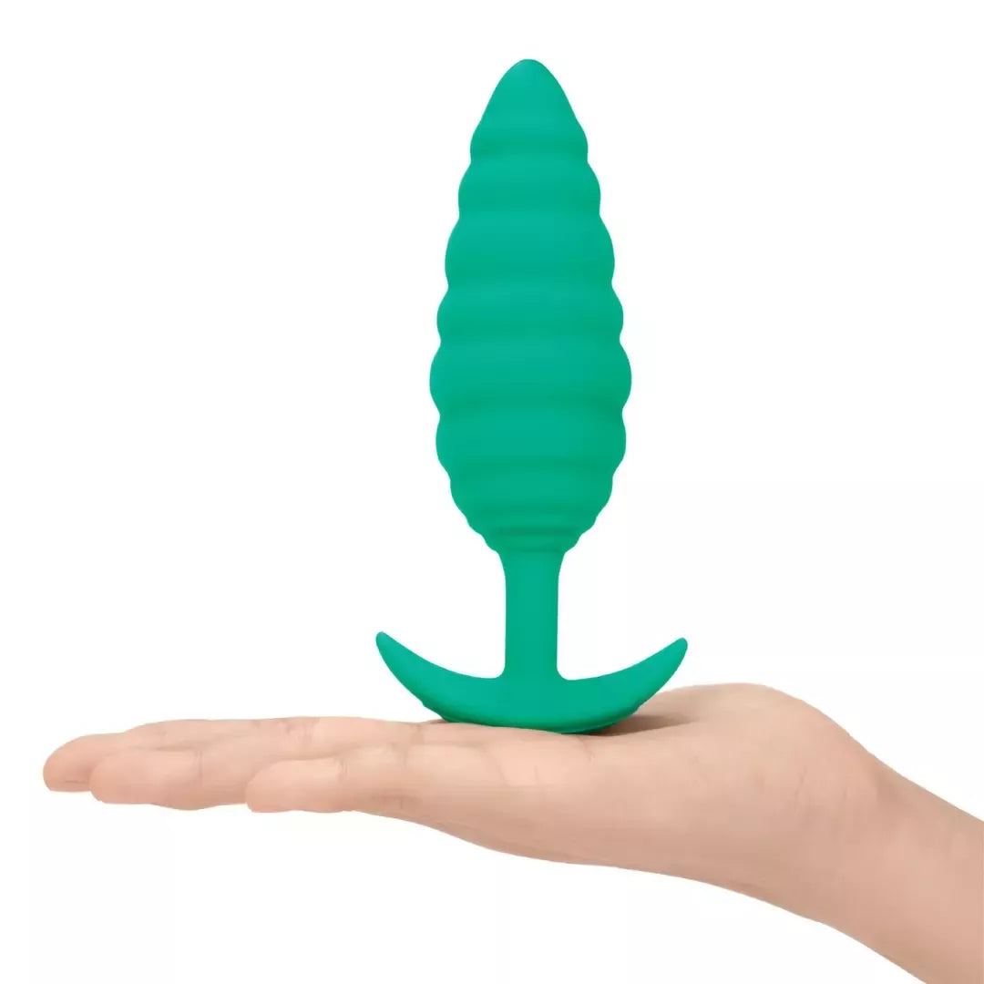 b-Vibe Twist Plug Green – tekstūrinio silikono intymi sistema 15,3 cm