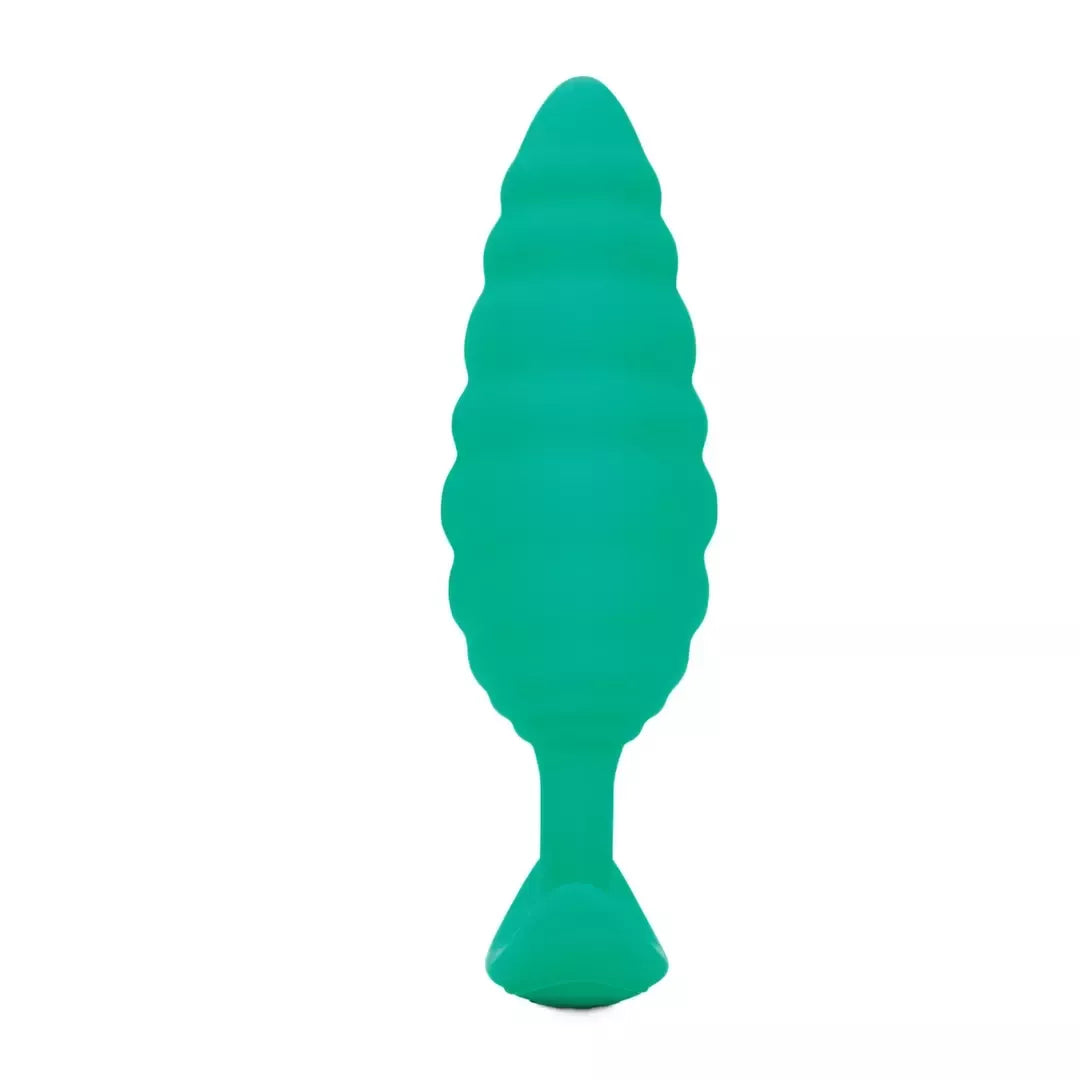 b-Vibe Twist Plug Green – tekstūrinio silikono intymi sistema 15,3 cm