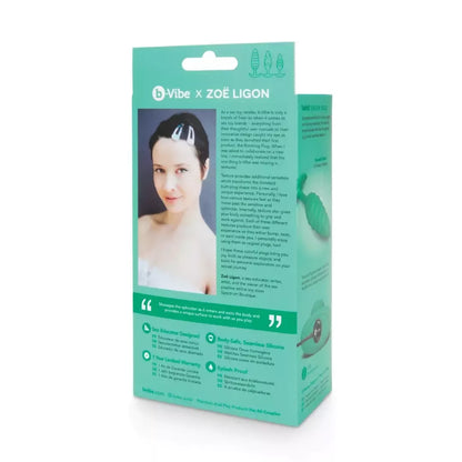 b-Vibe Twist Plug Green – tekstūrinio silikono intymi sistema 15,3 cm