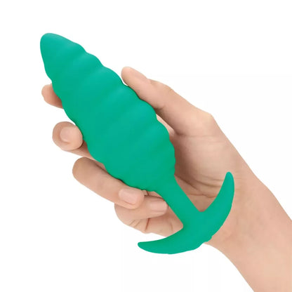 b-Vibe Twist Plug Green – tekstūrinio silikono intymi sistema 15,3 cm