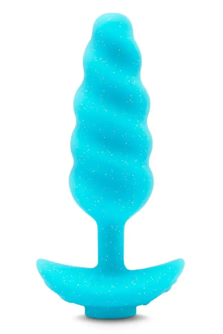 b-Vibe Unicorn Plug vibruojantis modelis su nuimama vaivorykštine uodega, vidutinis dydis