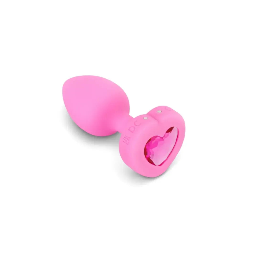 b-Vibe Vibrating Heart Plug S/M Pink - Nuotolinis valdymas, 15 režimų