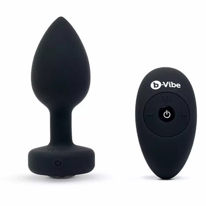 b-Vibe Vibrating Jewel Plug M/L Black Diamond – silikoninis, 15 režimų