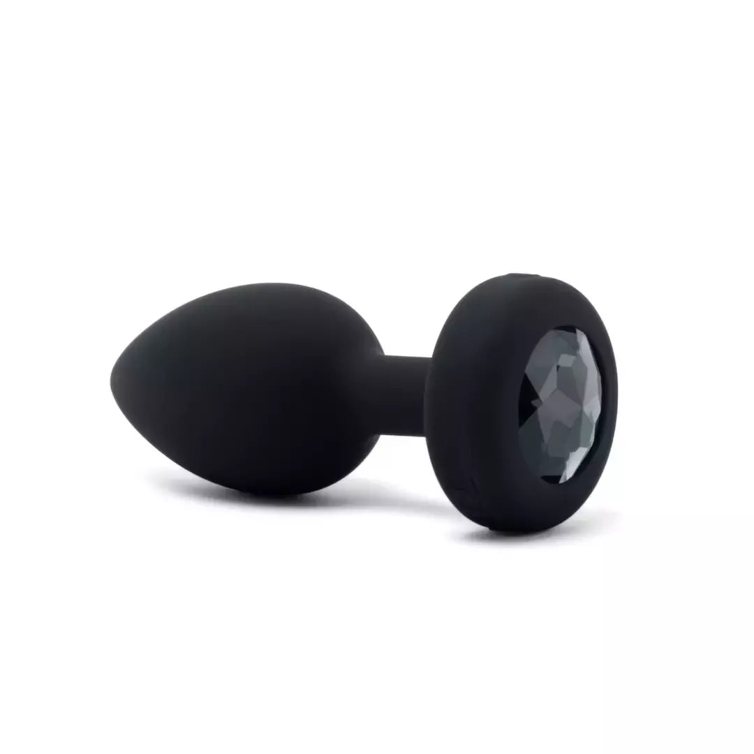 b-Vibe Vibrating Jewel Plug M/L Black Diamond – silikoninis, 15 režimų