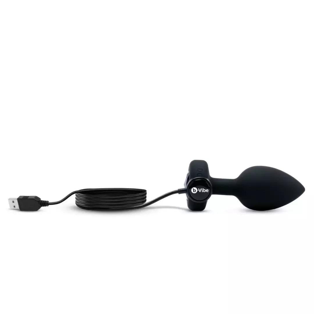 b-Vibe Vibrating Jewel Plug M/L Black Diamond – silikoninis, 15 režimų