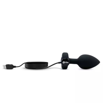 b-Vibe Vibrating Jewel Plug M/L Black Diamond – silikoninis, 15 režimų