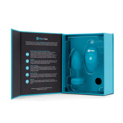 b-Vibe Vibrating Jewel Plug S/M Aquamarine – silikoninis, 15 režimų, USB