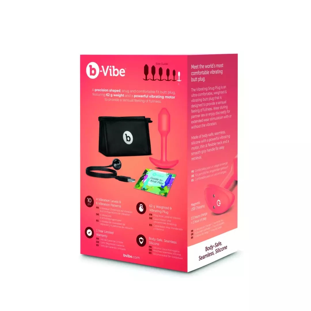 b-Vibe Vibrating Snug Plug 1 Orange – 62 g svorį turintis silikoninis modelis
