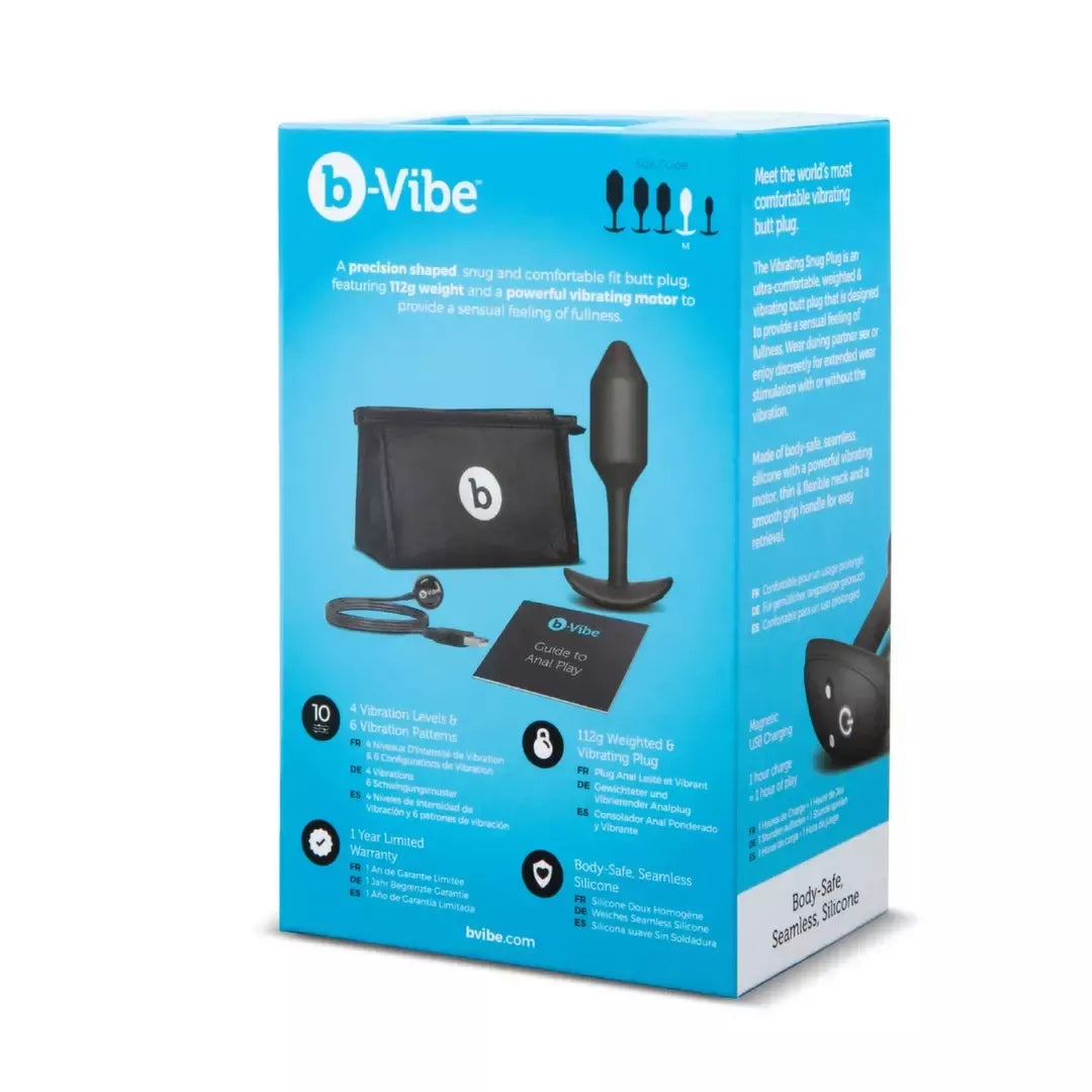 b-Vibe Vibrating Snug Plug 2 Black – pasunkintas silikoninis modelis, 112 g