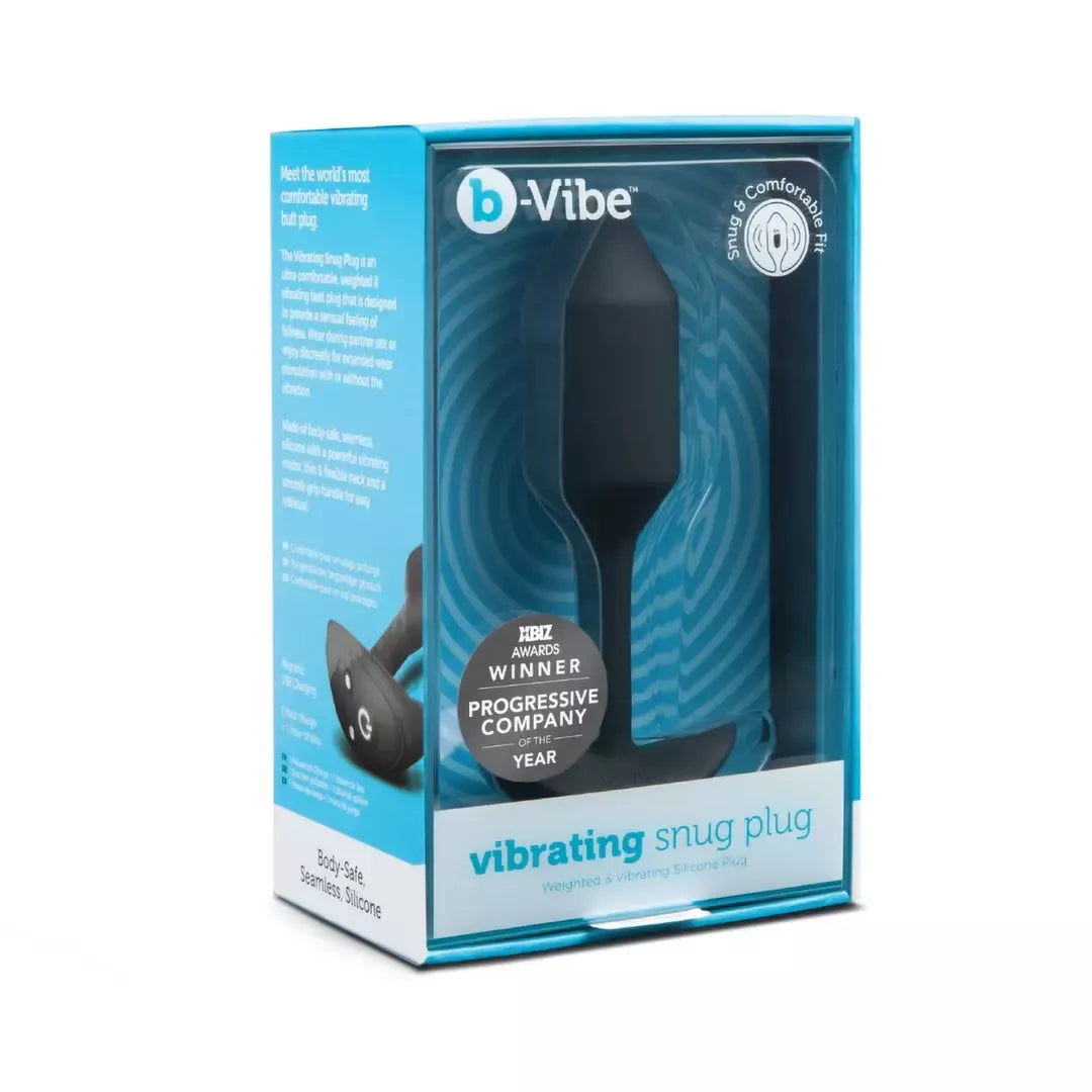 b-Vibe Vibrating Snug Plug 2 Black – pasunkintas silikoninis modelis, 112 g