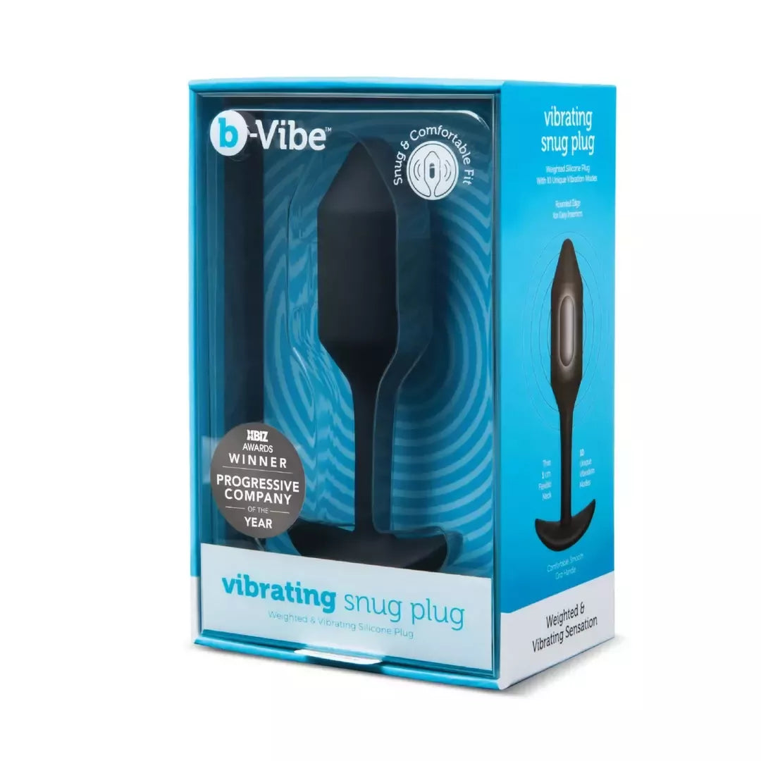 b-Vibe Vibrating Snug Plug 2 Black – pasunkintas silikoninis modelis, 112 g