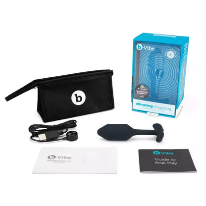 b-Vibe Vibrating Snug Plug 2 Black – pasunkintas silikoninis modelis, 112 g