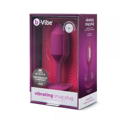 b-Vibe Vibrating Snug Plug 2 Rose – vidutinio dydžio svertinis silikoninis analinis kamštis