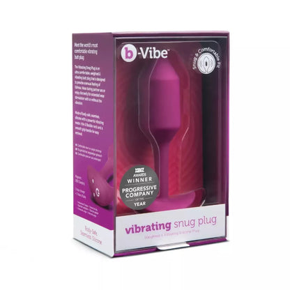 b-Vibe Vibrating Snug Plug 2 Rose – vidutinio dydžio svertinis silikoninis analinis kamštis
