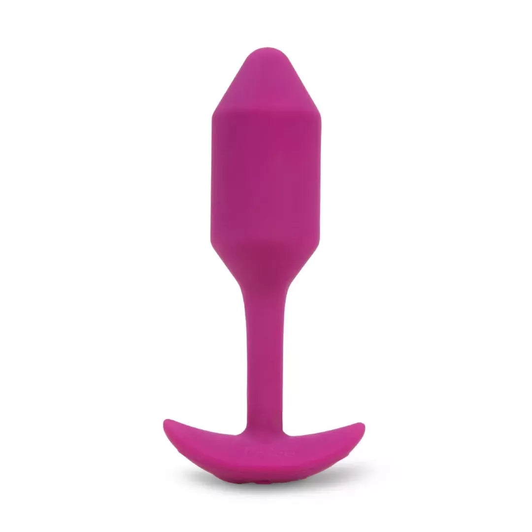 b-Vibe Vibrating Snug Plug 2 Rose – vidutinio dydžio svertinis silikoninis analinis kamštis