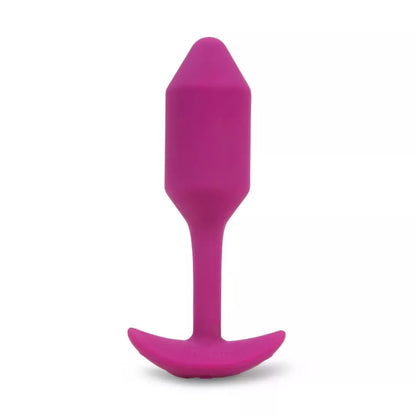 b-Vibe Vibrating Snug Plug 2 Rose – vidutinio dydžio svertinis silikoninis analinis kamštis