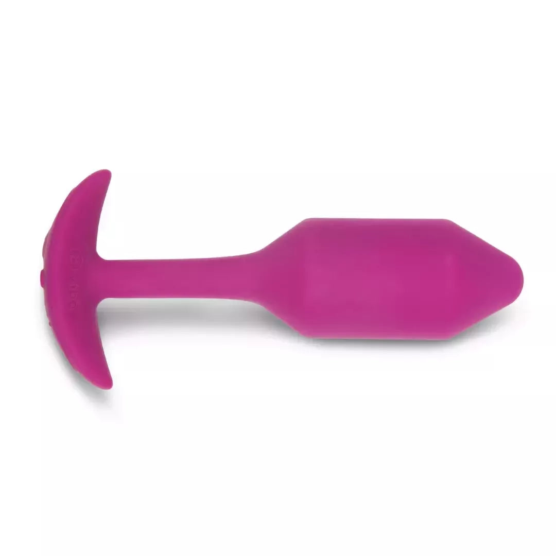 b-Vibe Vibrating Snug Plug 2 Rose – vidutinio dydžio svertinis silikoninis analinis kamštis
