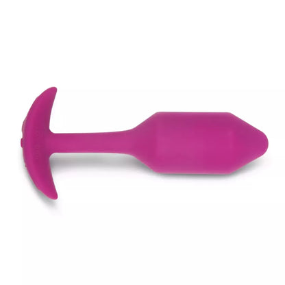 b-Vibe Vibrating Snug Plug 2 Rose – vidutinio dydžio svertinis silikoninis analinis kamštis