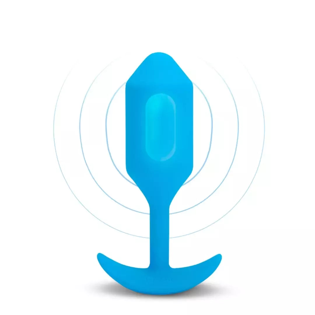 b-Vibe Vibrating Snug Plug 3 Mėlynas – Svorinis silikoninis modelis 160g