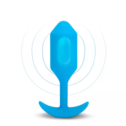b-Vibe Vibrating Snug Plug 3 Mėlynas – Svorinis silikoninis modelis 160g