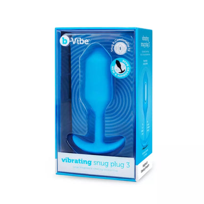 b-Vibe Vibrating Snug Plug 3 Mėlynas – Svorinis silikoninis modelis 160g