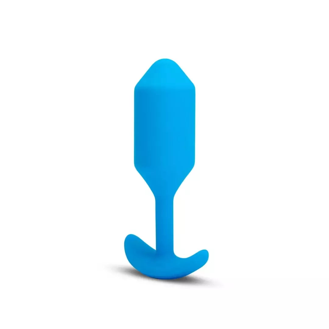 b-Vibe Vibrating Snug Plug 3 Mėlynas – Svorinis silikoninis modelis 160g