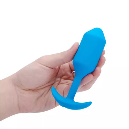 b-Vibe Vibrating Snug Plug 3 Mėlynas – Svorinis silikoninis modelis 160g