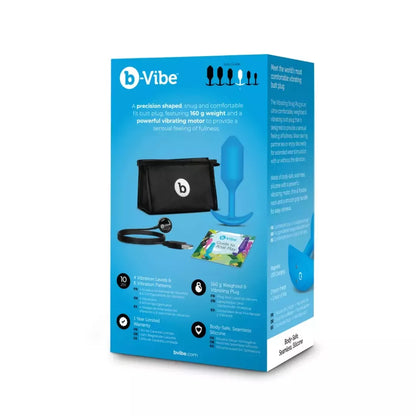 b-Vibe Vibrating Snug Plug 3 Mėlynas – Svorinis silikoninis modelis 160g