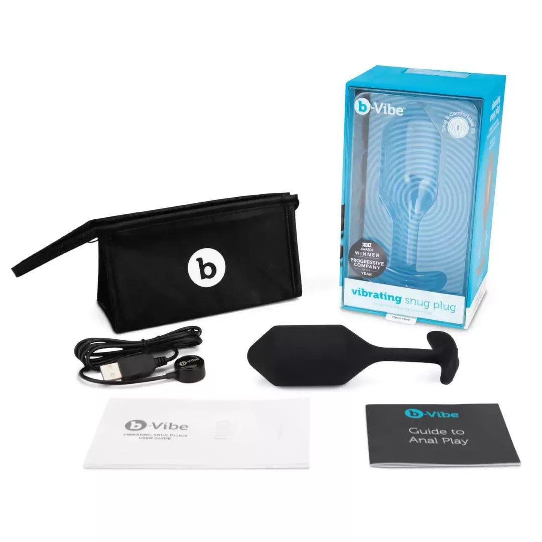 b-Vibe Vibrating Snug Plug 4 Black – pasunkinta silikoninė analinė sistema XL