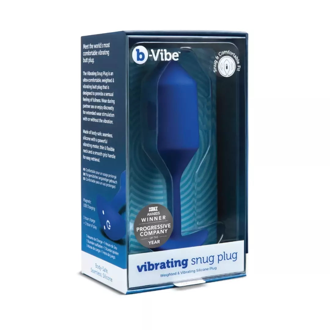 b-Vibe Vibrating Snug Plug 4 Navy - Sunkusis silikoninis kamštis XL