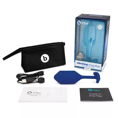 b-Vibe Vibrating Snug Plug 4 Navy - Sunkusis silikoninis kamštis XL