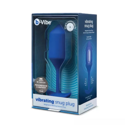b-Vibe Vibrating Snug Plug 4 Navy - Sunkusis silikoninis kamštis XL