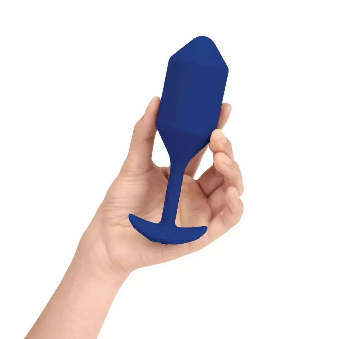b-Vibe Vibrating Snug Plug 4 Navy - Sunkusis silikoninis kamštis XL